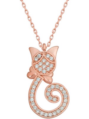 Stil Love Gümüş Rose Kedi Kadın Kolye