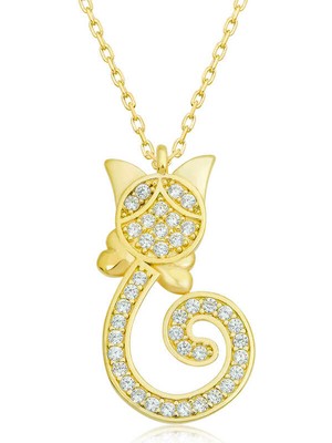 Stil Love Stillove Gümüş Gold Kedi Kadın Kolye
