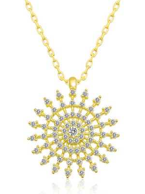 Stil Love Gümüş Gold Güneş Kadın Kolye