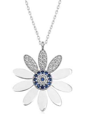 Stil Love Gümüş Nazarlı Papatya Kadın Kolye