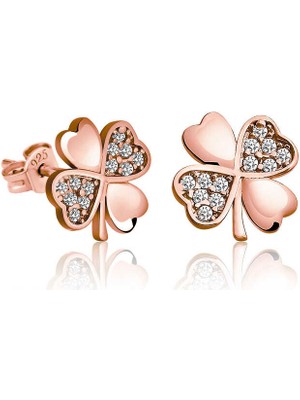 Stil Love Gümüş Yonca Kadın Küpe