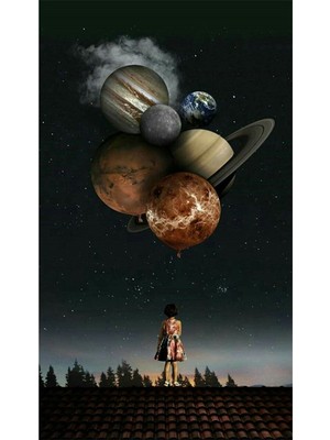 PixArt Gezegenden Balonlar 38 x 69 Elmas Mozaik Tablo