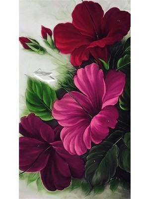 PixArt Pembe Petunyalar 41 x 58 Elmas Mozaik Tablo