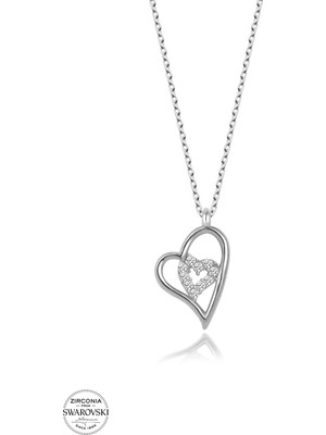 Twem Silver Swarovski Taşlı Kalp Kadın Gümüş Kolye