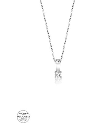 Twem Silver Swarovski Taşlı Tektaş Kadın Gümüş Kolye