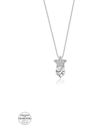 Twem Silver Swarovski Taşlı Yıldız Tektaş Kadın Gümüş Kolye