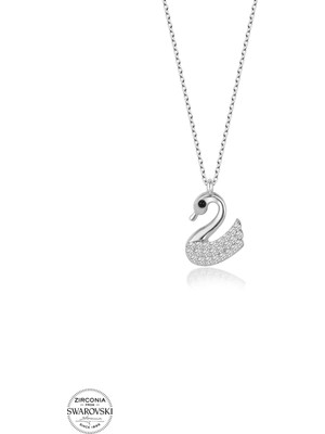 Twem Silver Swarovski Taşlı Kuğu Kadın Gümüş Kolye