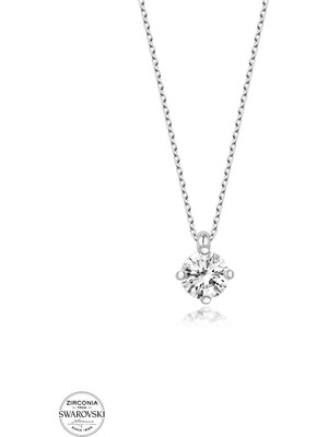 Twem Silver Swarovski Taşlı Tektaş Kadın Gümüş Kolye