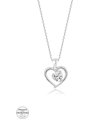 Twem Silver Swarovski Taşlı Kalp Kadın Gümüş Kolye