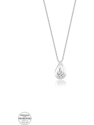 Twem Silver Swarovski Taşlı Damla Kadın Gümüş Kolye