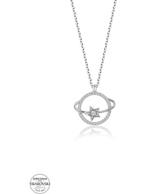 Twem Silver Swarovski Taşlı Gezegen Kadın Gümüş Kolye