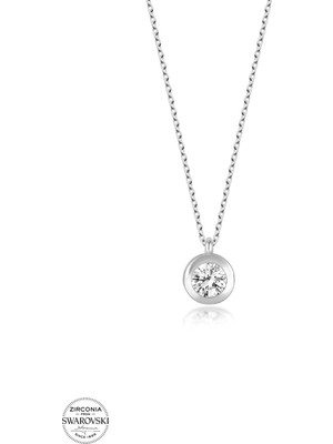 Twem Silver Swarovski Taşlı Tektaş Kadın Gümüş Kolye