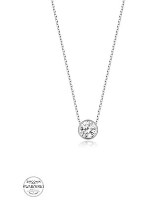 Twem Silver Swarovski Taşlı Tektaş Kadın Gümüş Kolye