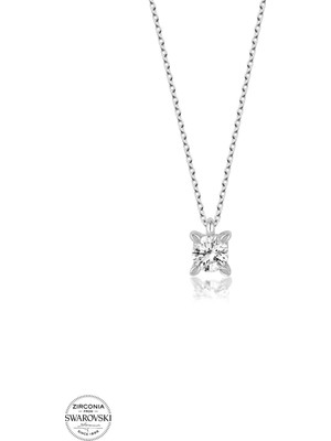 Twem Silver Swarovski Taşlı Tektaş Kadın Gümüş Kolye