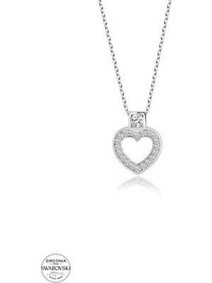 Twem Silver Swarovski Taşlı Kalp Kadın Gümüş Kolye