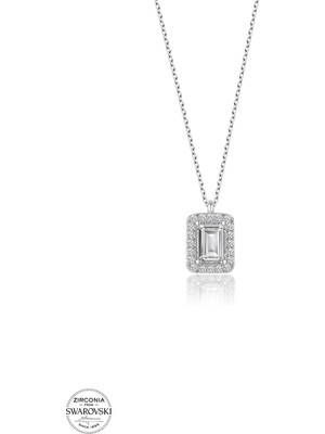 Twem Silver Swarovski Taşlı Baget Kadın Gümüş Kolye