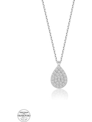 Twem Silver Swarovski Taşlı Damla Kadın Gümüş Kolye