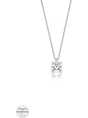 Twem Silver Swarovski Taşlı Tektaş Kadın Gümüş Kolye