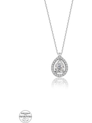 Twem Silver Swarovski Taşlı Tektaş Kadın Gümüş Kolye