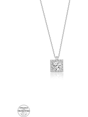 Twem Silver Swarovski Taşlı Tektaş Kadın Gümüş Kolye