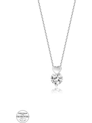 Twem Silver Swarovski Taşlı Kalp Kadın Gümüş Kolye