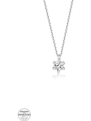 Twem Silver Swarovski Taşlı Tektaş Kadın Gümüş Kolye