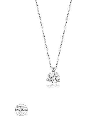 Twem Silver Swarovski Taşlı Tektaş Kadın Gümüş Kolye
