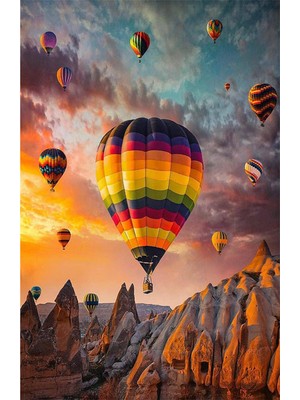 PixArt Kapadokya Ve Ucan Balonlar 40 x 60 Elmas Mozaik Tablo