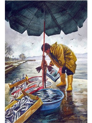 PixArt Balikci 40 x 60 Elmas Mozaik Tablo