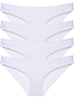 Royaleks 4 adet Süper Eko Set Likralı Kadın Slip Külot Beyaz