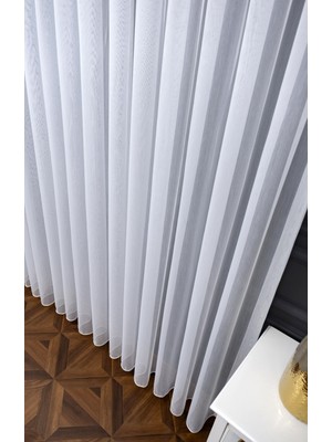 Evdepo Home Taç Bambu Ekru 1/2,5 Normal Pile Tül Perde Tek Kanat - Ekru 130 x 250 cm