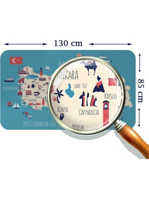 Lila Fil Eğitici ve Öğretici Dekoratif Cocuk Odası Türkiye Haritası Duvar Sticker 3874XL