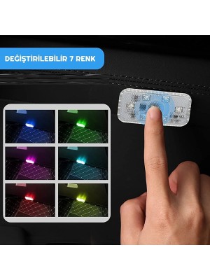 Hubstein 7 Renk Değişebilen Dokunmatik Sensörlü Mini 6 LED Lamba USB Şarj Edilebilir Mıknatıslı Aydınlatma 7mode-Touch