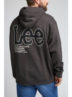 Lee Lee Regular Fit Normal Kesim %100 Pamuk Kapüşonlu Yaka Siyah Sweatshirt