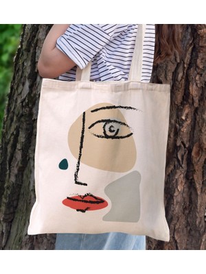 Bk Gift Modern Art Tasarımlı Kanvas Bez Çanta, Baskılı Omuz Çantası, Alışveriş Çantası, Plaj Çantası, Arkadaşa Hediye-13