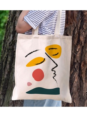 Bk Gift Modern Art Tasarımlı Kanvas Bez Çanta, Baskılı Omuz Çantası, Alışveriş Çantası, Plaj Çantası, Arkadaşa Hediye-14