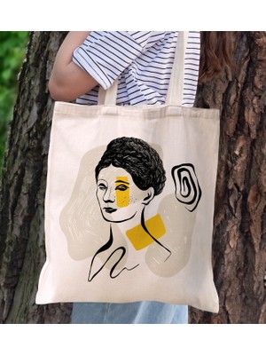 Bk Gift Modern Art Tasarımlı Kanvas Bez Çanta, Baskılı Omuz Çantası, Alışveriş Çantası, Plaj Çantası, Arkadaşa Hediye-17