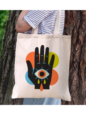 Bk Gift Modern Art Tasarımlı Kanvas Bez Çanta, Baskılı Omuz Çantası, Alışveriş Çantası, Plaj Çantası, Arkadaşa Hediye-4