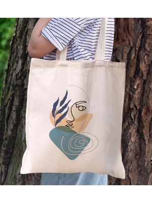 Bk Gift Modern Art Tasarımlı Kanvas Bez Çanta, Baskılı Omuz Çantası, Alışveriş Çantası, Plaj Çantası, Arkadaşa Hediye-3