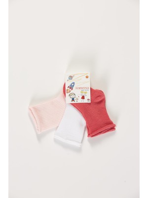 Forwena Baby Socks 3'lü Paket Bebek Renkli Pamuklu Lastiksiz Dikişsiz Soket Çorap