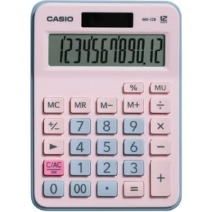 MX-12B-PKLB Açık Pembe+Açık Mavi 12 Hane Masa Üstü Hesap Makinesi