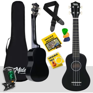 UKX-233BKT Siyah Concert Ukulele (Tuner Tel Askı Çanta Metod Pena)