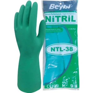 Ntl-38 Yeşil Kimyasal Koruyucu Nitril İş Eldiveni 10 Beden
