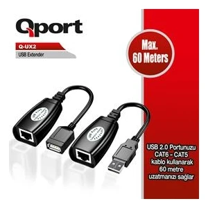 (Q-Ux2) 60 Metre Cat5/cat6 USB Extender Donusturucu 2 Lı Paket