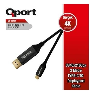 (Q-Thd) Type-C To Dısplay Port 2mt Cevırıcı