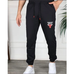 New Cabin Yeni Sezon Yazlık Bulls Baskılı Ribana Paça Eşofman Altı Slim Fit