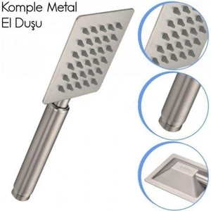 Kireç Kırıcılı 304 Kalite Paslanmaz Inox Düz Duş Başlığı Elcik El Duşu