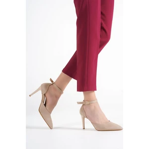 Lopez Ten Süet Stiletto Bilekten Bantlı Topuklu Ayakkabı