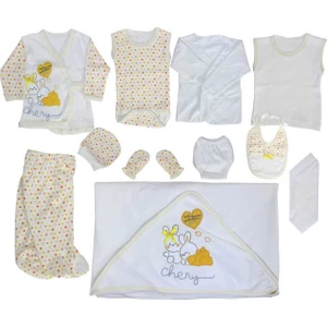 Baby Kids Colors  Bebe 11 Li Hastane Çıkışı Yenidoğan Zıbın Set Sarı Tavşan