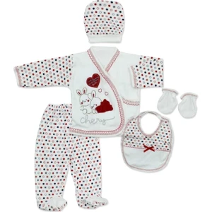 Baby Kids Colors Tavşanlı Yenidoğan Bebek 5 Li Hastane Çıkış Seti K1399
